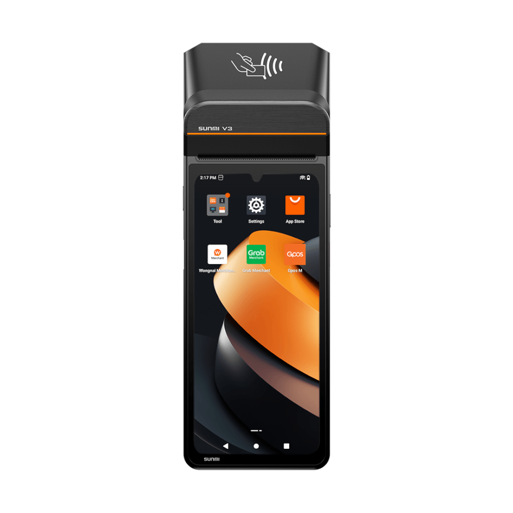 เครื่อง POS พกพา SUNMI V3 [รุ่นไม่มีสแกนเนอร์] จอสัมผัส 6.75 นิ้ว ANDROID 13 รองรับแอปเดลิเวอรีและเครื่องพิมพ์ใบเสร็จในตัว (แถมฟรีระบบขายหน้าร้าน)_0